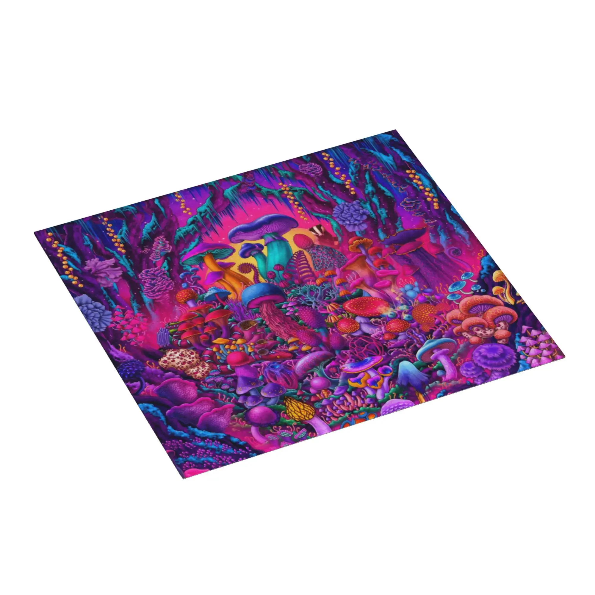Drying Mat For Kitchen Psychedelic Trippy Magic Rainbow Mushroom Mysterious Boho Water Absorbent Kitchen Counter Protector Mat