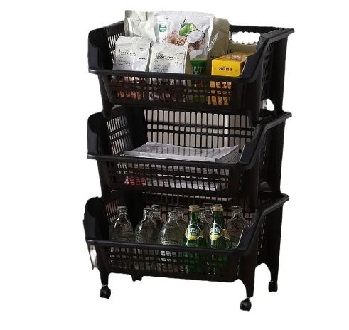 Ground-Mounted Mobile Snack Rack for Versatile Household Kitchen Islands & Carts