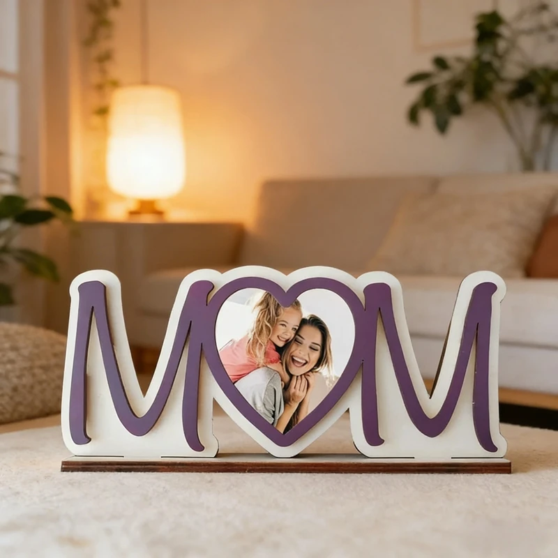 Mother's Day Wooden Photo Frame Warm Gift for Mom from Daughter or Son Memorable Tabletop Picture Frame for Office & Bedroom