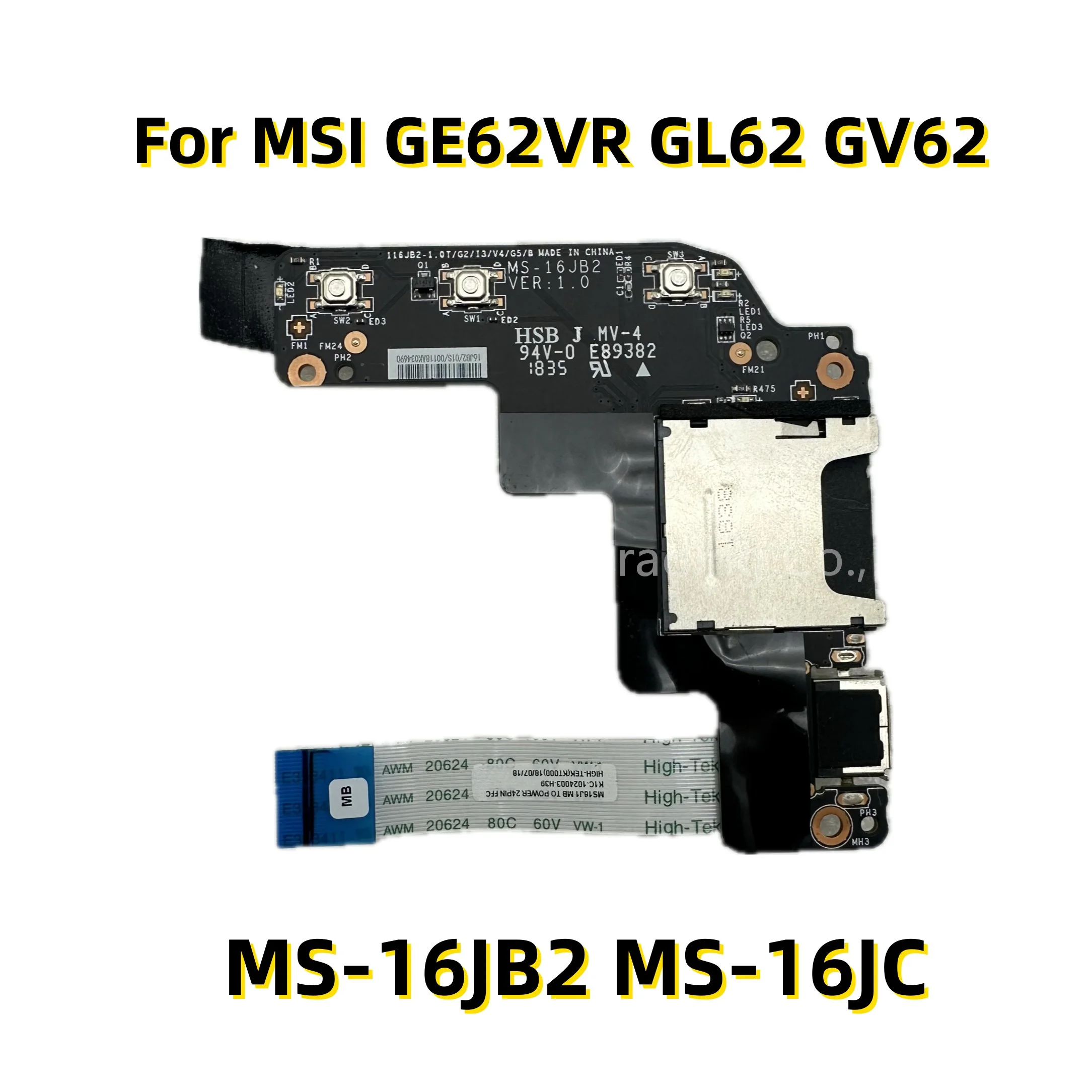 

Оригинал для MSI Leopard GE62 GP62 GE62VR GL62 GV62 GP72 GL72 GE72VR USB кардридер, медиа-кнопка с кабелем