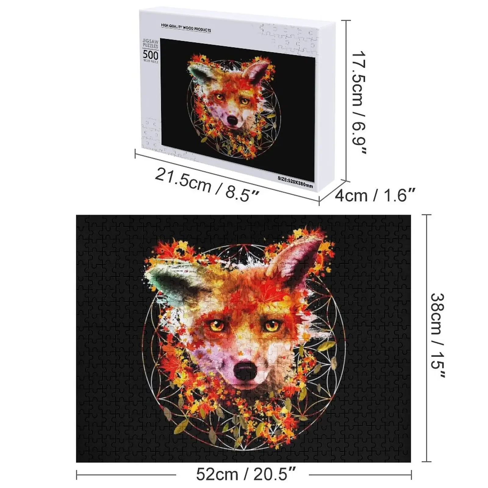 수채화 여우 직소 퍼즐 게임 어린이 유아 장난감 나무 성인 퍼즐