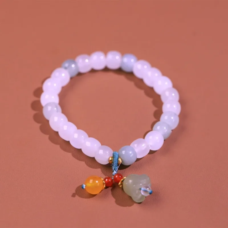 

Natural Quartzite Jade Old Bead Bracelet Round Bead Bracelet Female