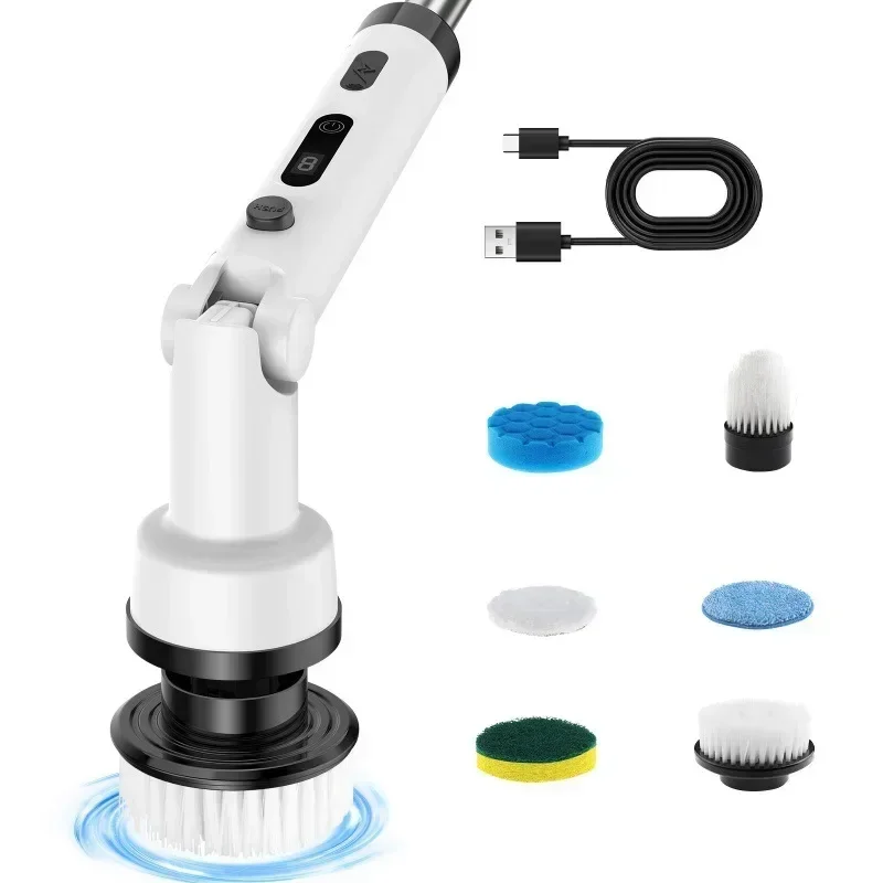 فرشاة دوارة بزاوية قابلة للتعديل 6 في 1 لتنظيف المطبخ ونافذة المرحاض والحمام وتنظيف الدوران الكهربائي المحمول