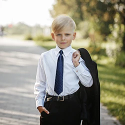 Children Ties 38*6cm Kids Strap Tie with Handkerchief Fashion School Skinny Neckwear Easy To Wear Simple Lazy Slim Student Tie