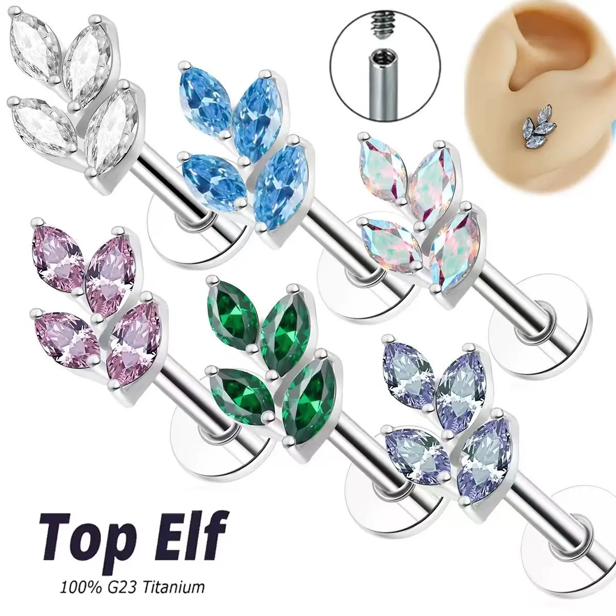 Hot Selling 16G Bad Romance Heart Piercing ASTM F136 Titanium Internally Threaded Ear Cartilage Helix Labret Stud
