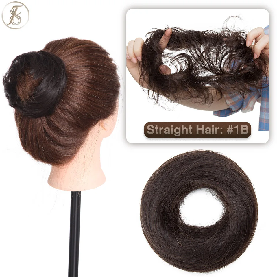 TESS 17g/23g Haar Brötchen Chignon 100% Menschliches Haar Lockiges Haar Elastische Donut Pferdeschwanz-haar Extensions Wrap natürliche Farbe Haarteil – Detail 8