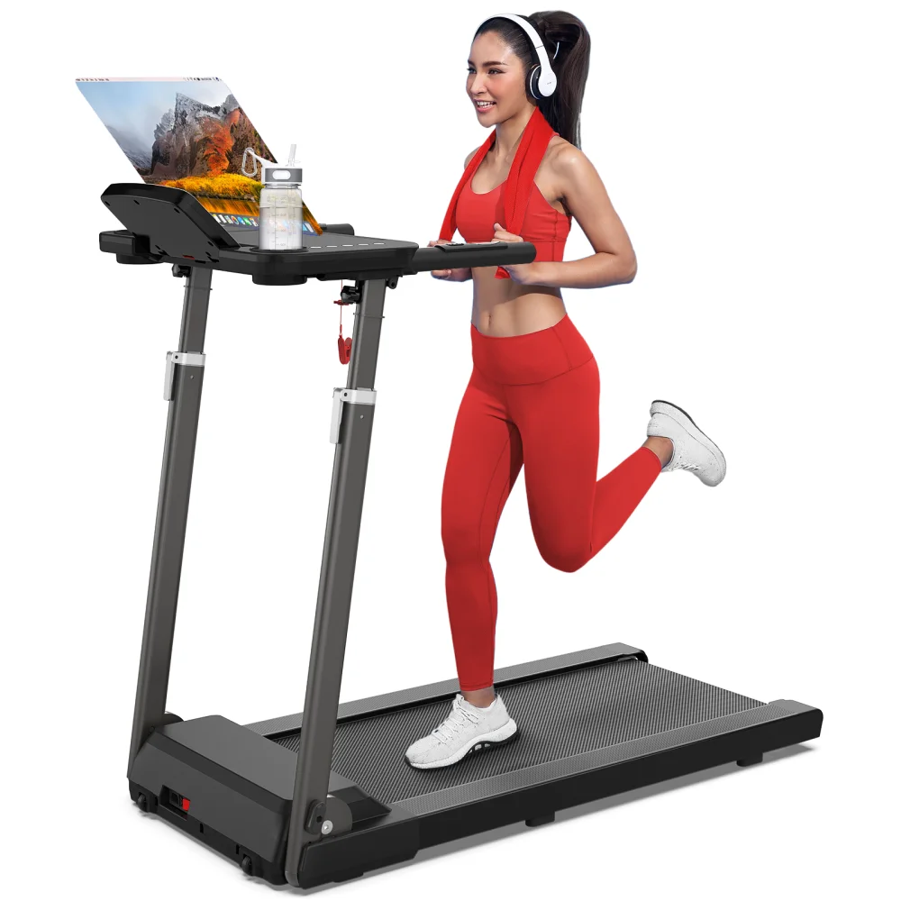 Folding Treadmill for Home Adjustable Height 300 LBS Weight Capacity with Bluetooth Speaker