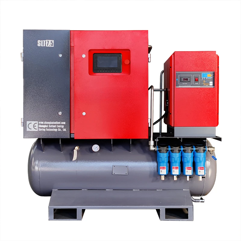 For Sollant 7.5KW 11KW 15KW 18.5 energy saving air compressor 4-in-1 all in one Screw air compressor fixed speed air compressor