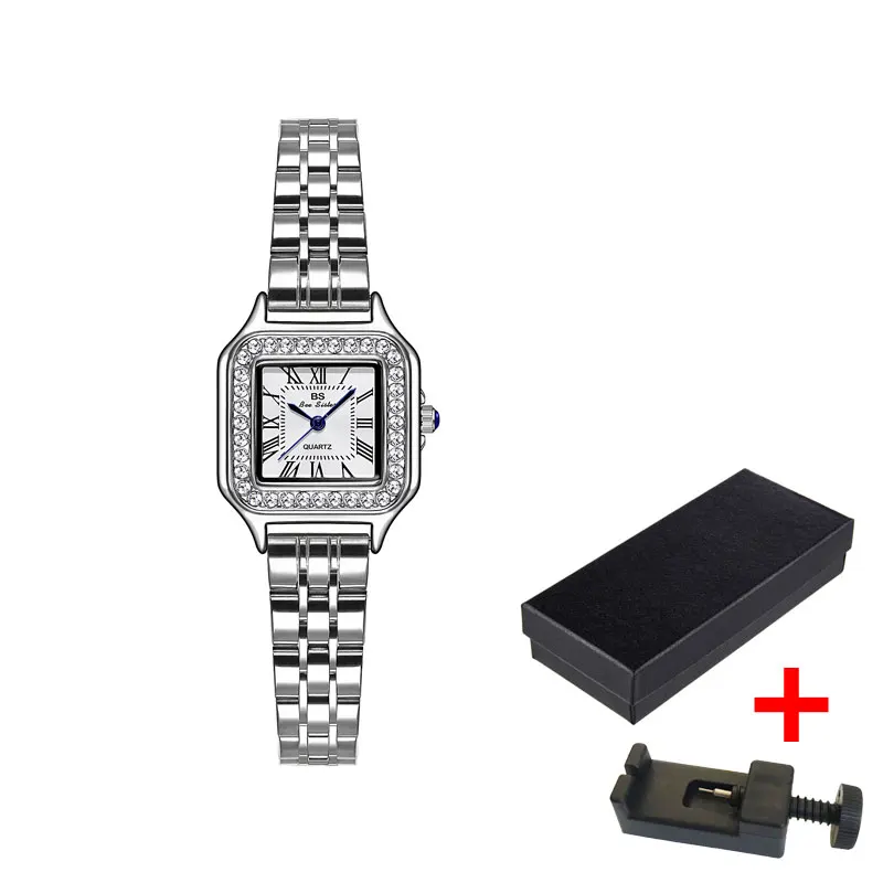 Top Women\'s Brand Watch Waterproof Precision Steel Square Dial Quartz Business Elegant Watch Jewelry Reloj Para Mujer