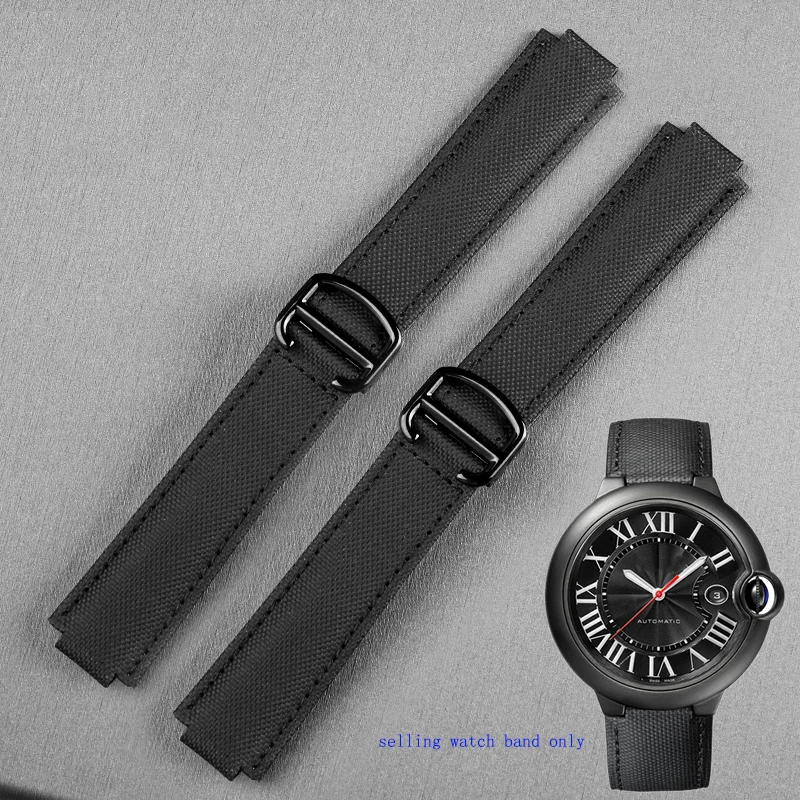 18-11mm 20-12mm Watch strap for C.artier Blue Balloon Black Knight  nylon watch strap with convex interface canvas watch strap