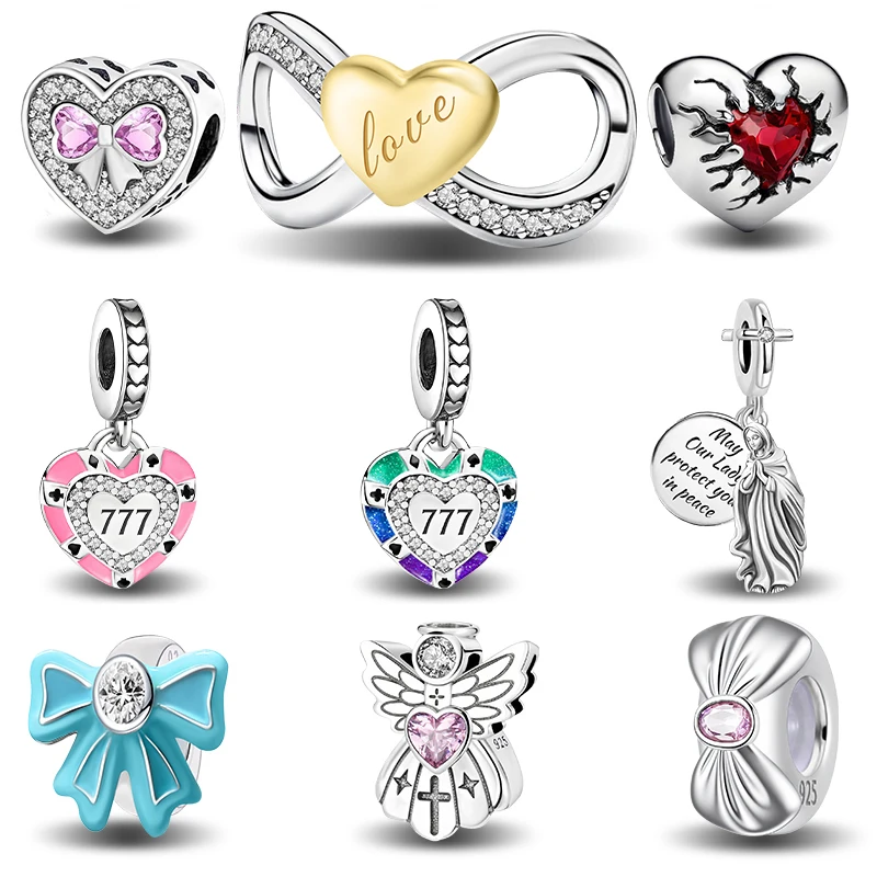 

Стерлингового серебра 925 пробы, бесконечная любовь, Святая мама, бант, серия из бисера, браслет «сделай сам», изготовление подарков высокого качества, ювелирные изделия