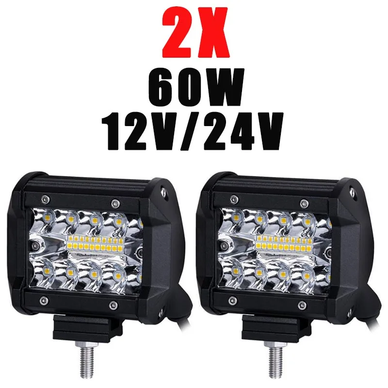 

2X/4X Universal 4" Inch 60W 20LED Work Light Flood Spot Combo Off-road Driving Fog Lamp Boat SUV