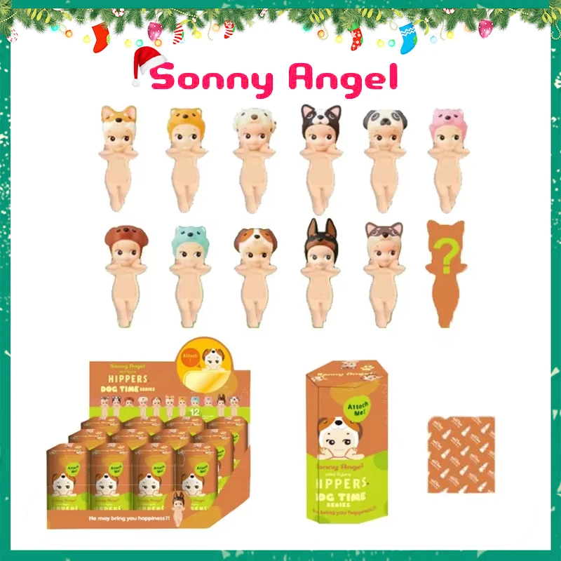 Sonny Angel Blind Box Dog Time Hipper Series Lucky Pomeranian Anime Figures Ornaments Phone Dolls Christmas Children Toys Gift