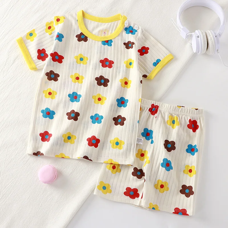 New Kids Boys Girls Summer Clothing Sets bambini Cute Cartoon Print t-shirt a maniche corte top con pantaloncini Toddler Baby pigiama