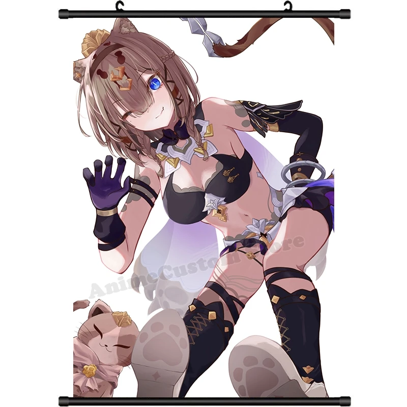 อะนิเมะผลกระทบ Honkai 3 Pardofelis สาวเซ็กซี่คอสเพลย์ Wall Scroll Roll ภาพวาดโปสเตอร์ Gaming แขวนภาพโปสเตอร์ของขวัญ