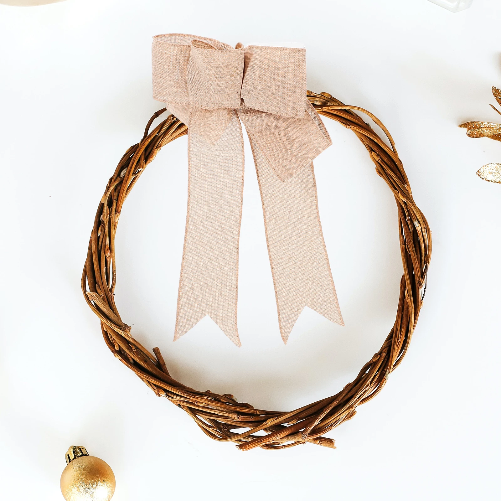 

4Pcs Butterfly Knot Gift Packaging Bows Large Ribbon Bow DIY Linen Fabric for Christmas Wedding Decor Present Embellishment