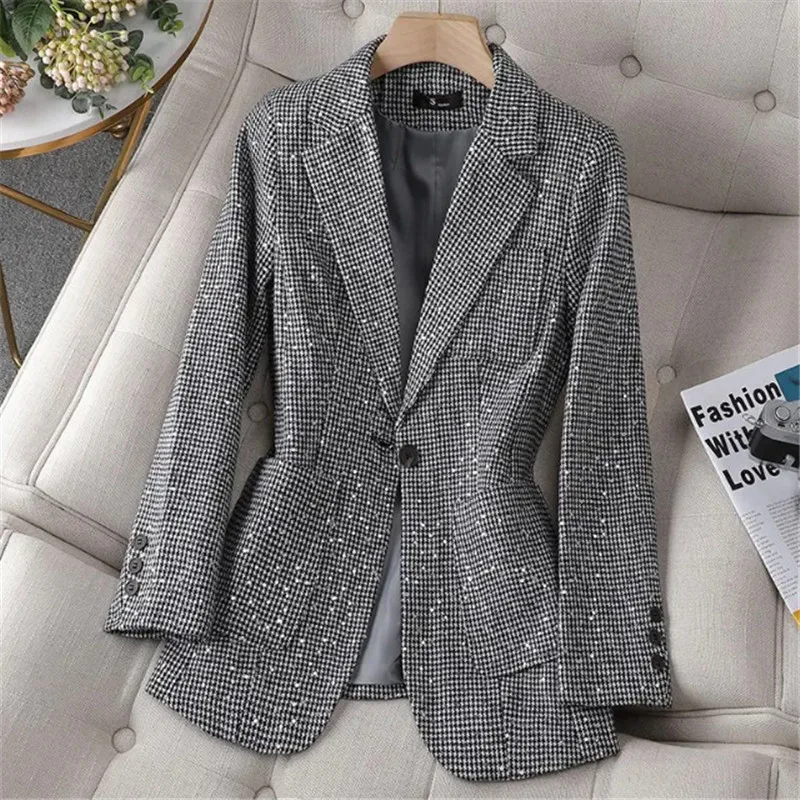 Spring Autumn Suits Women 2023 New Two-Piece Shorts Vintage Blazer Fashion Jacket Single Buckle Coat Pure Colour Pants Female