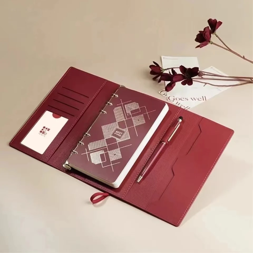 A6 Hardcover Loose-leaf Journal Notebook Pu Leather Binder Office Business Diary Notebook Planner Organizer School Stationery