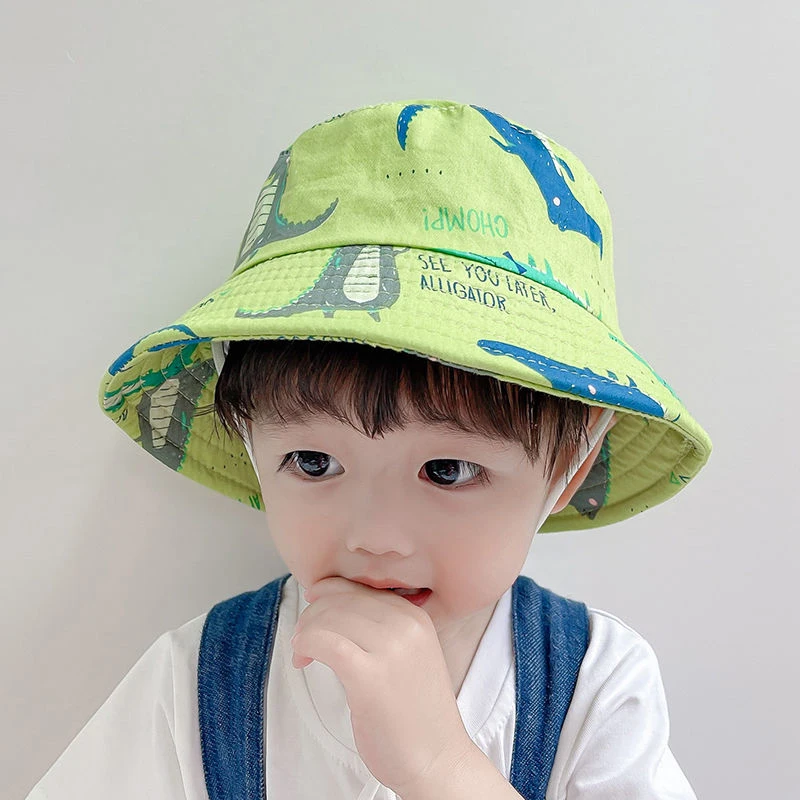 Kids Fisherman\'s Hat Baby Boy and Girl\'s Wide Brim Sun Hats Children Fahsion Cartoon Bucket Hats Cute Kids Sunscreen Caps