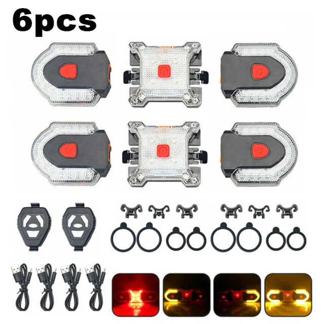 1set Smart Wireless Remote Control Bike Turn Signal Bicycle Front Rear Light Motorbike Scooter Cycling Warning LED Tail Lamp