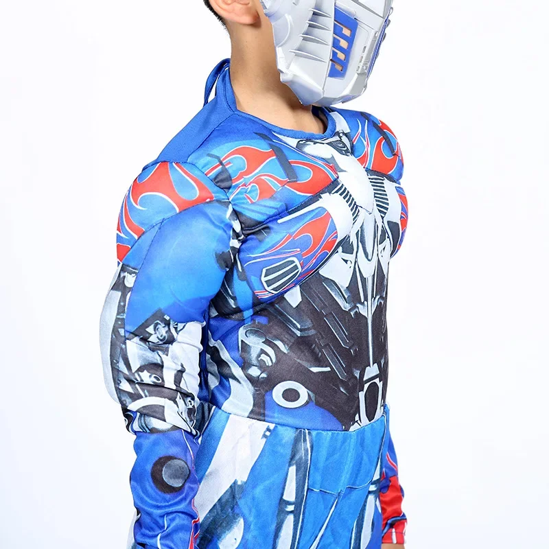 Optimus Prime Bumble Muscle Jumpsuits  Mask Halloween Costume for Kids Boys Girl The Transformers Movies Carnival Disfraz Mujer