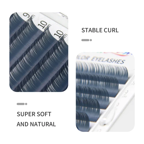 Imagen 2 del producto Pestañas de colores GLAMLASH, extensión de pestañas postizas coloridas naturales individuales grises Morandi literarias