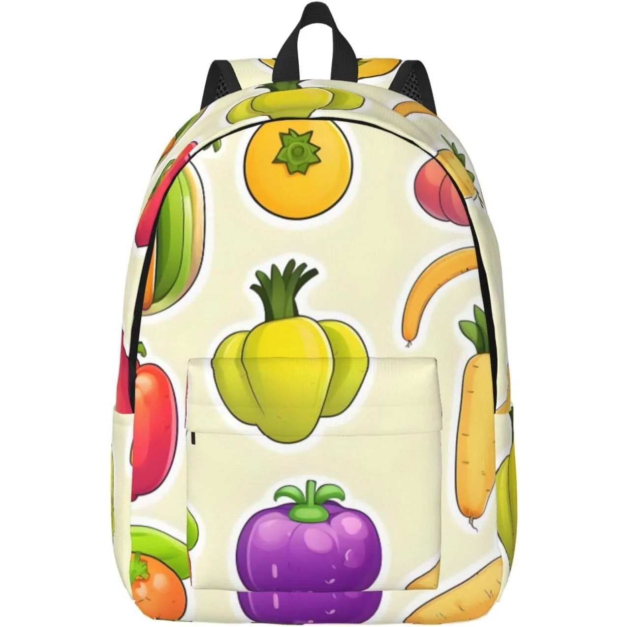 

Cartoon Vegetable Fruits Print Stylish Canvas Backpack,Travel Backpack With Pockets,For Hiking And Daily Use