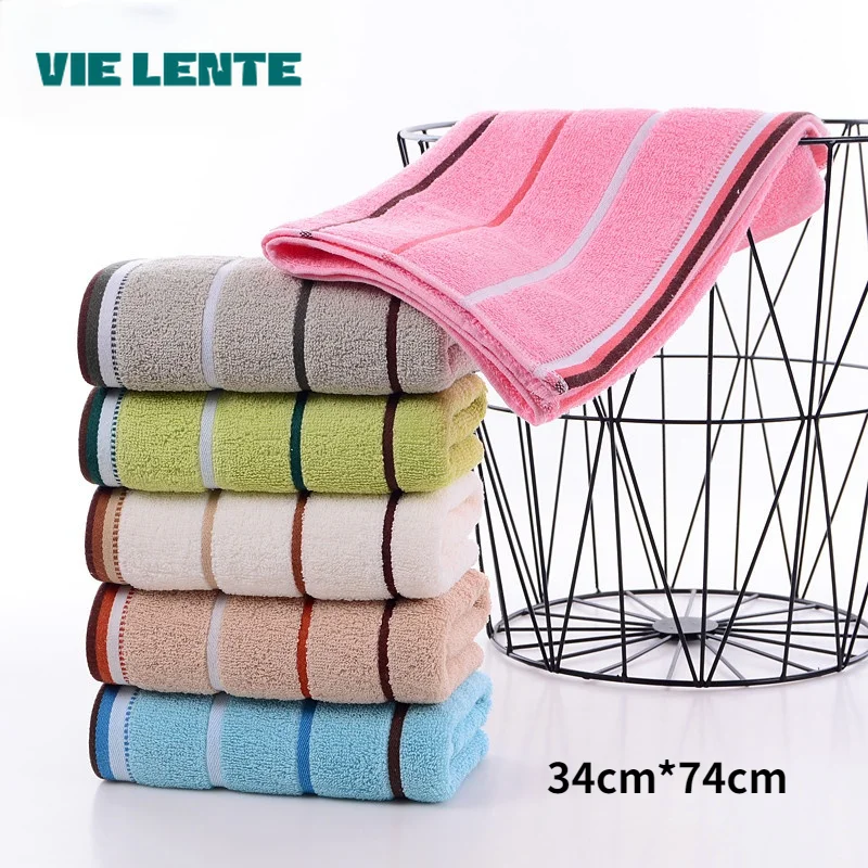 Cotton Face Hair Towel 34*74cm Adult Soft Terry Absorbent Quick Drying Body Hand Hair Bath Towels Washbasin Facecloth Bathroom