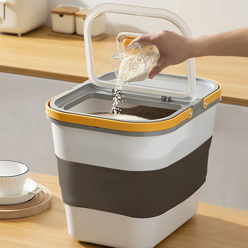 دلو أرز كبير قابل للطي مقاوم للرطوبة والحشرات دلو قابل للطي بسعة 25 لتر دلو تخزين أغذية الحيوانات الأليفة