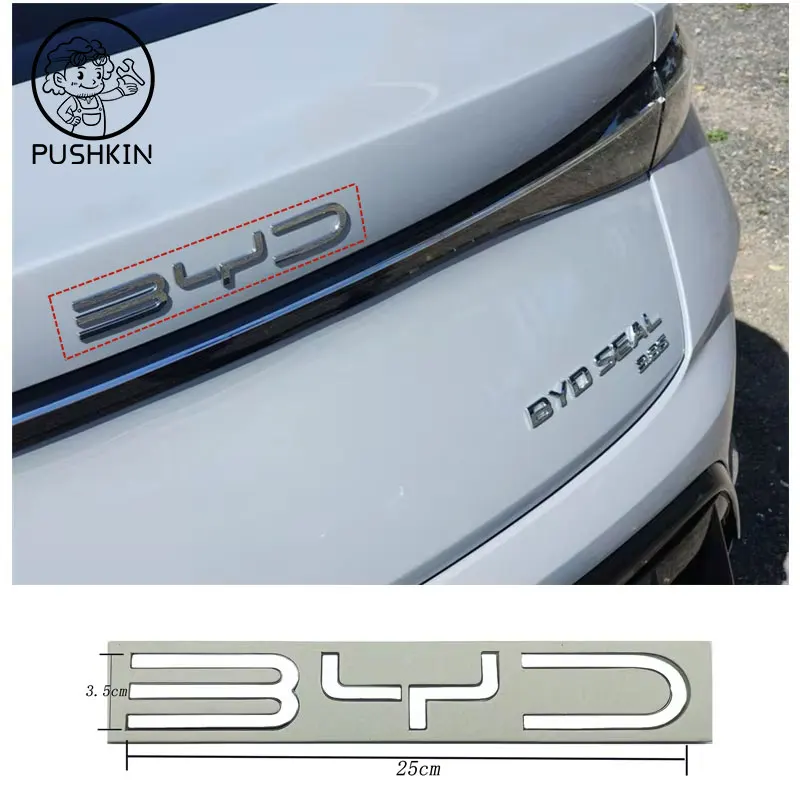 3D ABS Chrome Black Logo BYD Emblem Letters Stiker Car Trunk Badge For BYD SEAL QIN HAN SONG Plus ATTO3 SEAL U Accessories