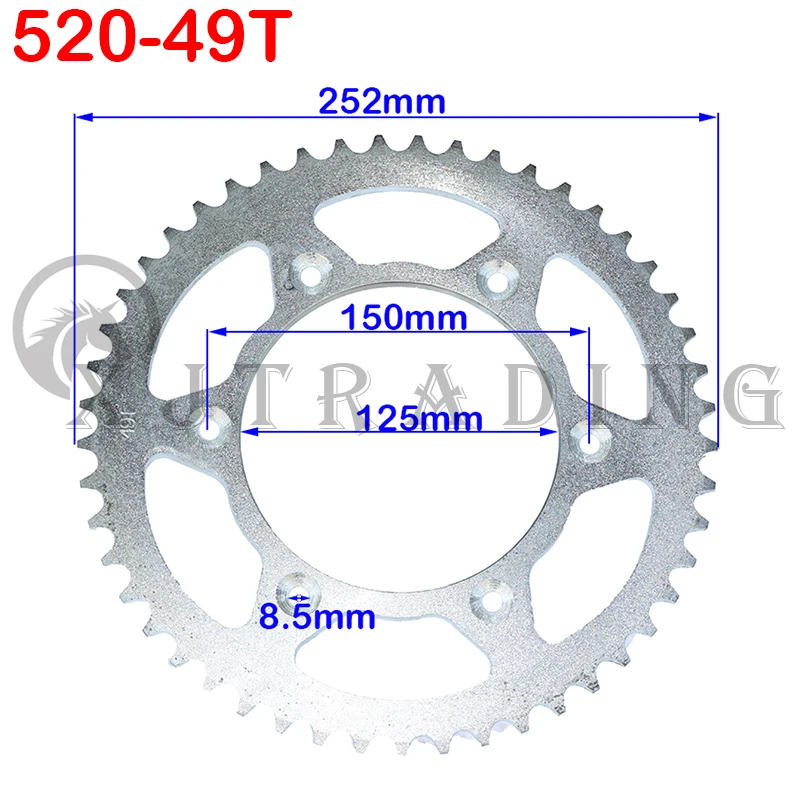 1pcs Motorcycle 520 Chain 49T Rear Steel Chain Sprocket For EXC EXCF SX MX SXF XCW SMR LC4 125 250 350 450 525 690