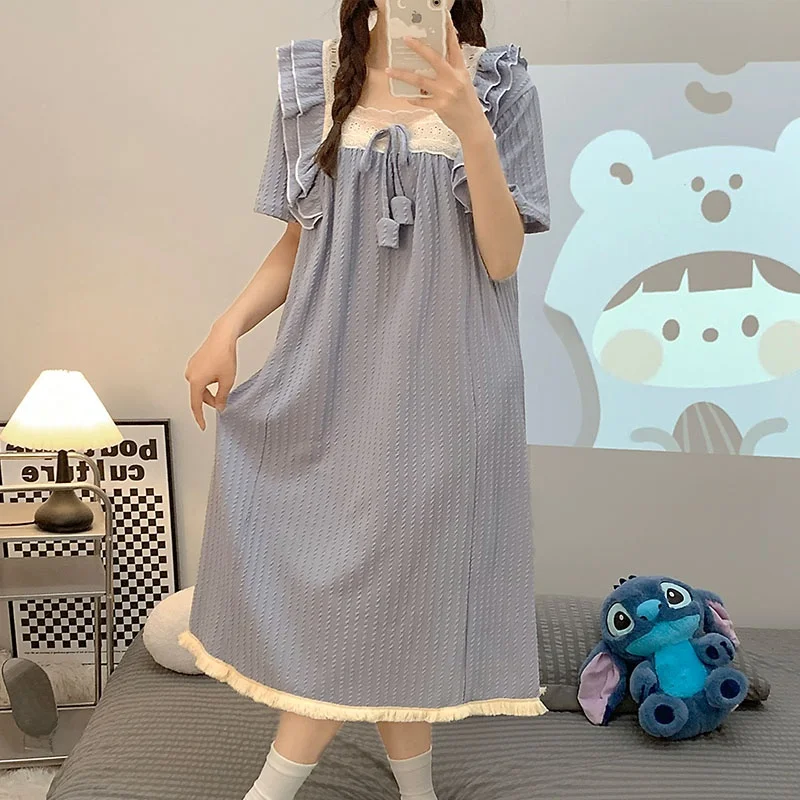 

Summer Princ Sle Spwear plus Size Cotton Purple Materni Dr Women's Home Clothes ort Sve Midi Length