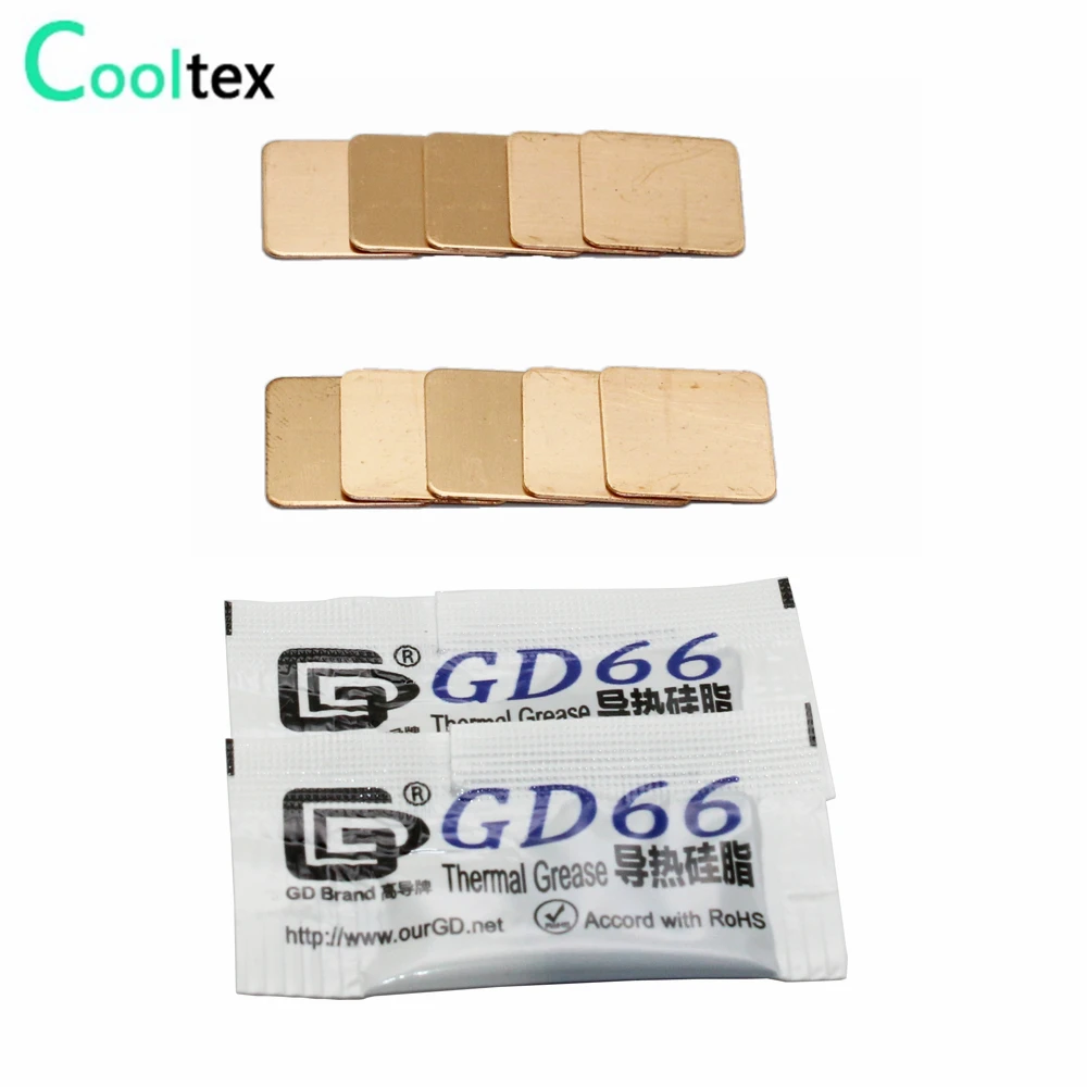 10pcs 15x15mm Copper Shim Heatsink Thermal Pad Copper Sheet for Laptop GPU CPU VGA Chip Computer's Component Heat Dissipation