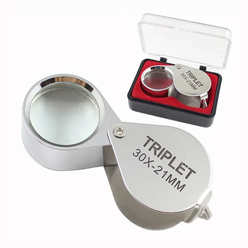 Pocket Loupe 30x21mm Jeweller's Magnifier Magnifying Glass MG55367 with All-metal Shell and Glass Lens Gifts for elders