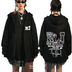 マイケルジャクソン-男性と女性のためのジッパー付きパーカー,クラシックなヴィンテージ,ヒップホップ,パンクロック,特大のジップアップジャケット,フリース,ジップアップスウェットシャツ