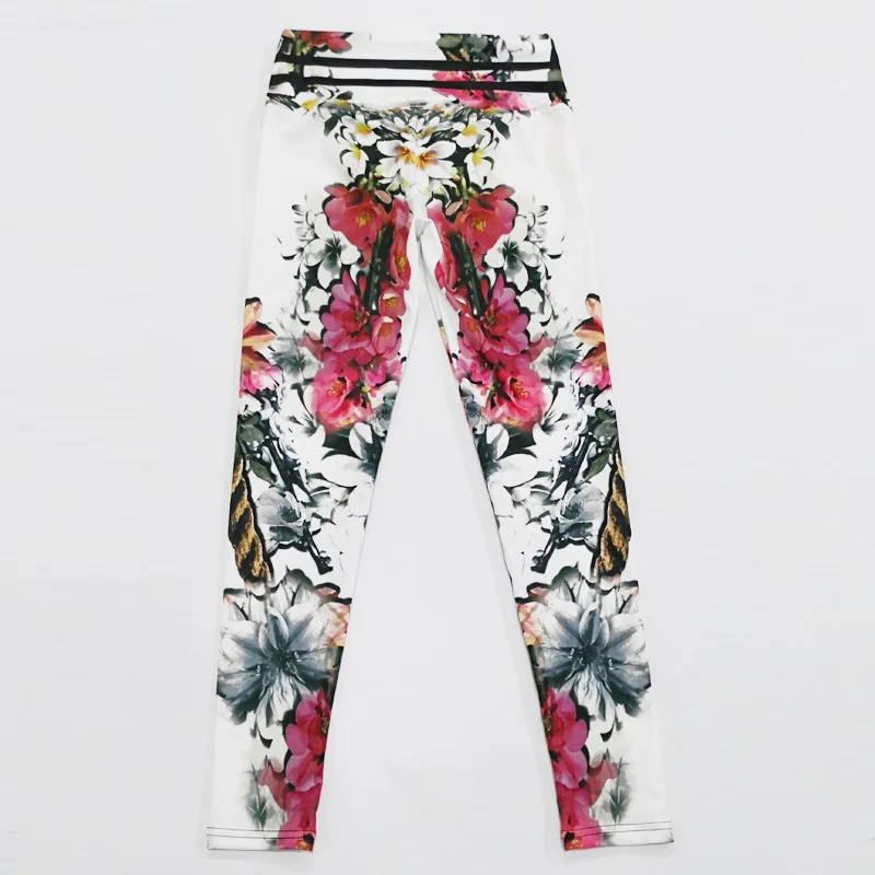 FCCEXIO-Calças justas com flores de aquarela para mulheres, leggings push-up, calças casuais, leggings sexy de fitness, calças esportivas, impressão 3D