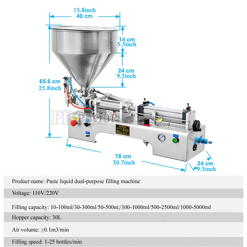 PBOBP Paste Filling Machine Single Nozzle Cream Honey Water Bottle Filler Chocolate Sauce Paste Packaging