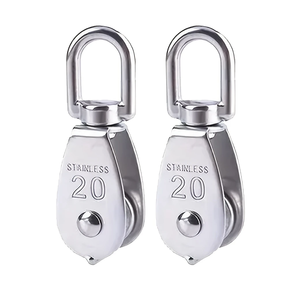 1PC Cable Pulley Wheel Stainless Steel Swivel Pulley Wire Rope Hanging Towing Wheel for Indoor Outdoor Lifting Project