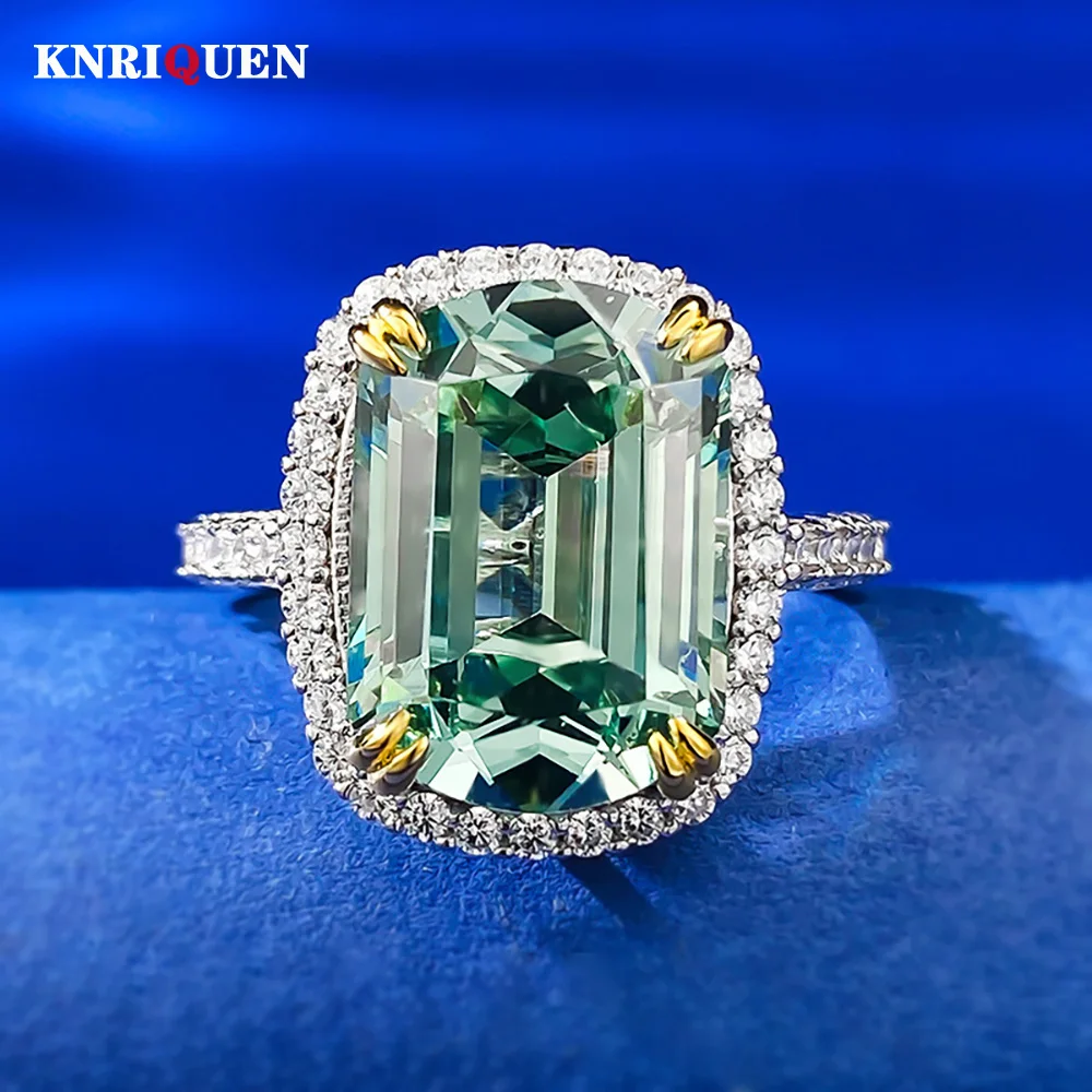 

Luxury Noble 925 Sterling Silver Emerald Cut 10*14mm Tourmaline Ring for Women Gemstone Cocktail Party Fine Jewelry High Quality