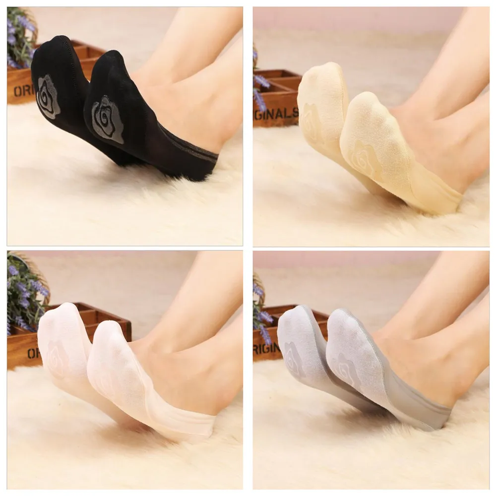 

1 pair of summer new ladies silicone boat socks invisible cotton sole non-slip slippers non-slip socks