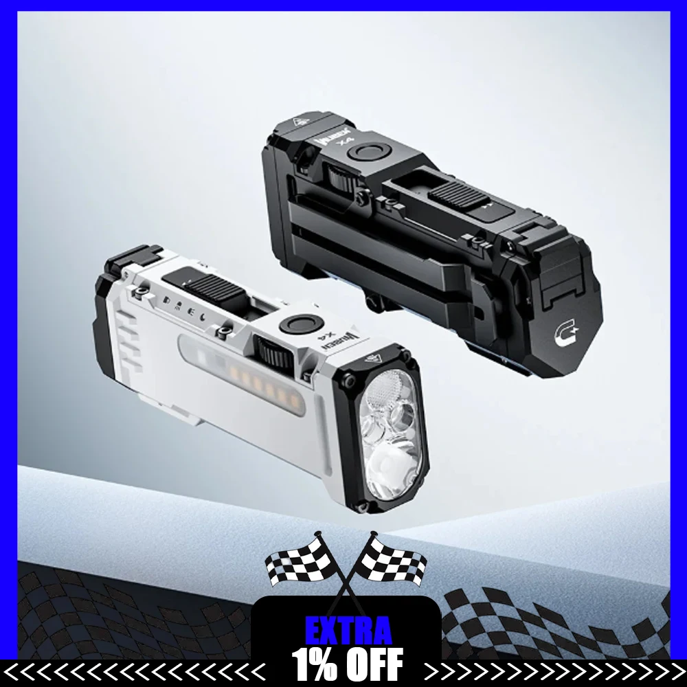 WUBEN X4 EDC Flat Flashlight with RGB Light, 1500 Lumens Mini Flashlight with Tactical Switch and Magnetic, IP68 Portable Pocket