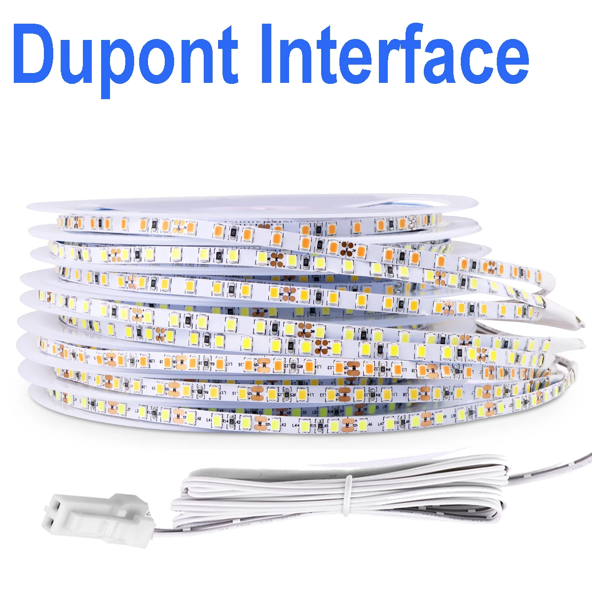 หลอดไฟพร้อมขั้วต่อดูปองท์ 5 ม. 3 ม. 2 ม. 1 ม. ไฟแถบ LED 12V 120LEDs/M สำหรับ DIY ไฟตู้ครัว ไฟตู้หนังสือ