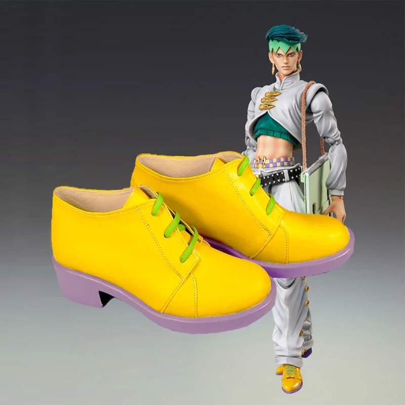 Anime JoJo Bizarre Adventure Cosplay Rohan Kishibe Yellow Shoes Boots Custom Made Halloween Costumes Props Accessories PA6077