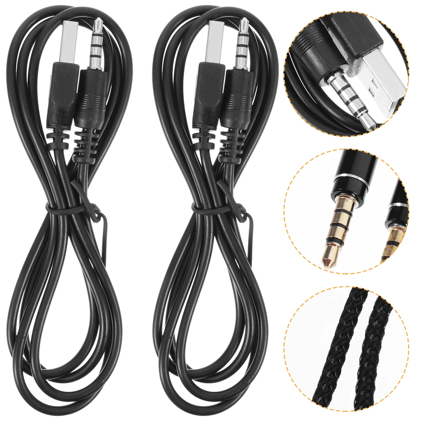 

2pcs USB Cables USB Cords Headphones Cable USB To 35mm Audio Cables usb to 35mm jack audio adapter