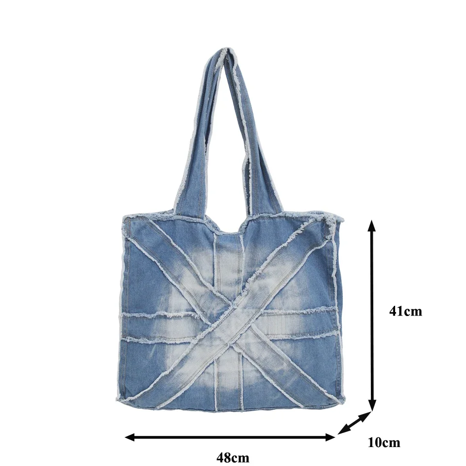 Tie Dyed Denim Women\'s Bag New Jeans Handbag Big Canvas Shoulder Bag Shopper Messenger Bag Y2K Eco Bag Korean Tote Bag School