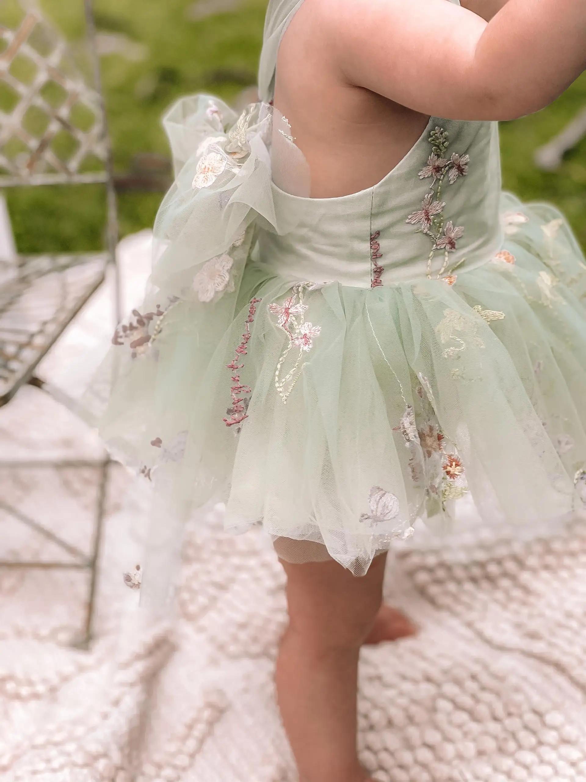 Newborn Baby Romper Dress Lacy Flowers Sling Dress Baby Dress Princess Birthday Dress 0-24 Months