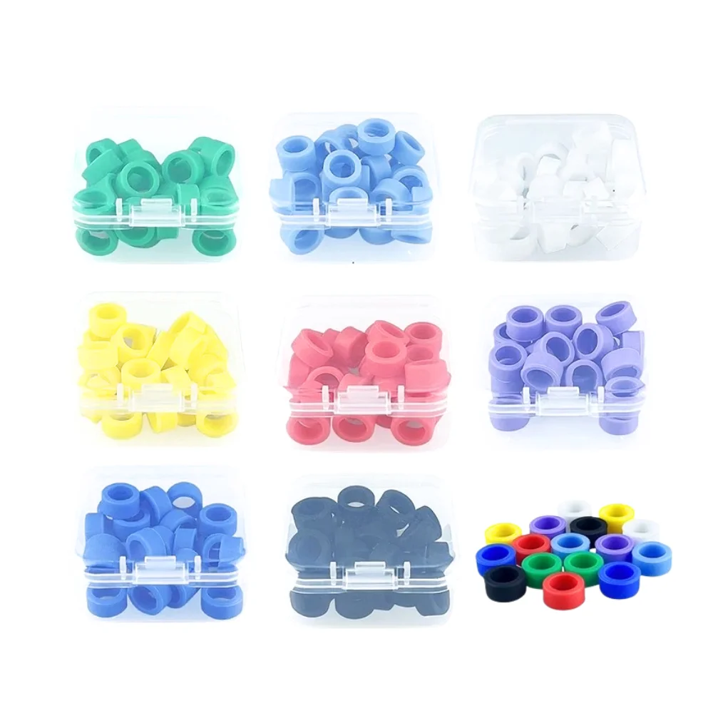 AG 20Pcs/Box Silicone Dental Instrument Color Code Rings Identification Circle Instrument Disinfection Oral Care Dentist Tool