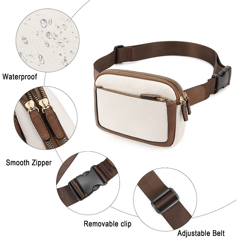 Women PU Waist Pack Casual Crossbody Chest Bags Fashion Unisex Hip Sack Travel WaterProof Belt Bag Sport Purse Pocket