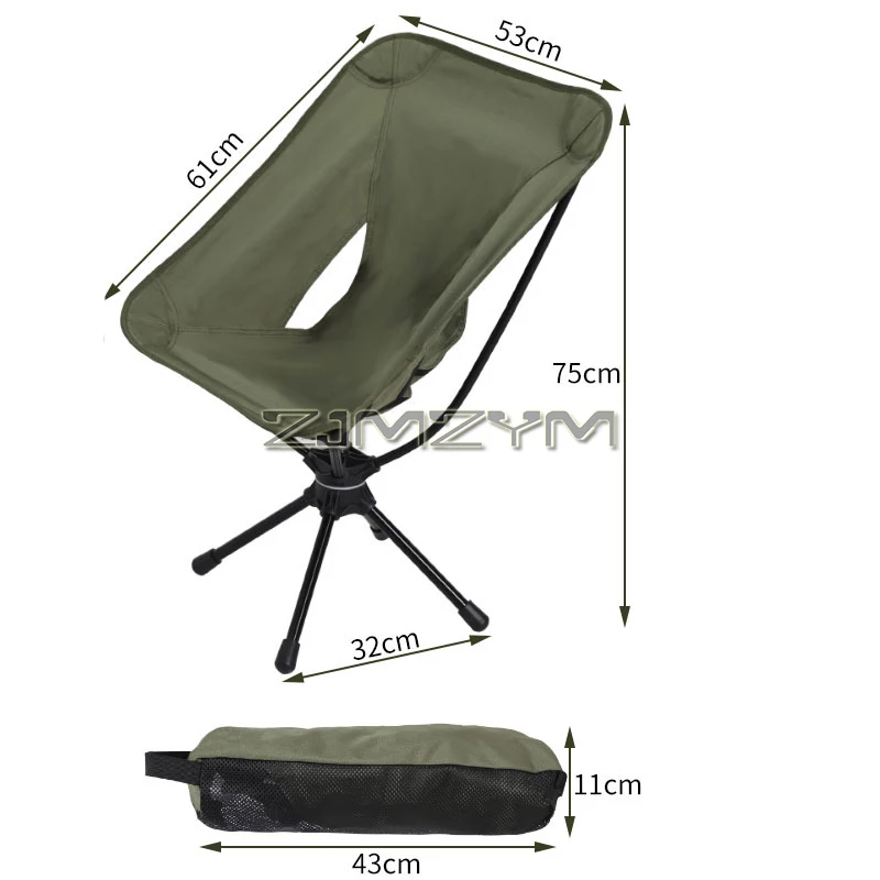 Swivel Portable Camping Chair Compact Collapsible Folding Chair with Carry Bag - Support 140kg - Outdoor Backpacking Chair