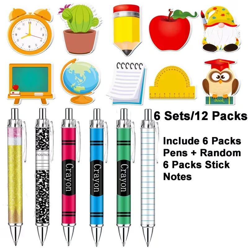 

12 Pcs Thank You Gifts Set With Sparkling Teacher Ballpoint Pens Campus Stickers For Christmas Female nurses, Colleagues Office